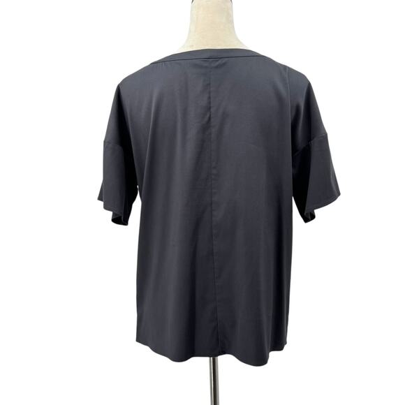 Emerson Fry NWT Dark Gray Woven Tencel Blend Front Pocket Oversized Boxy Top - Picture 3 of 13
